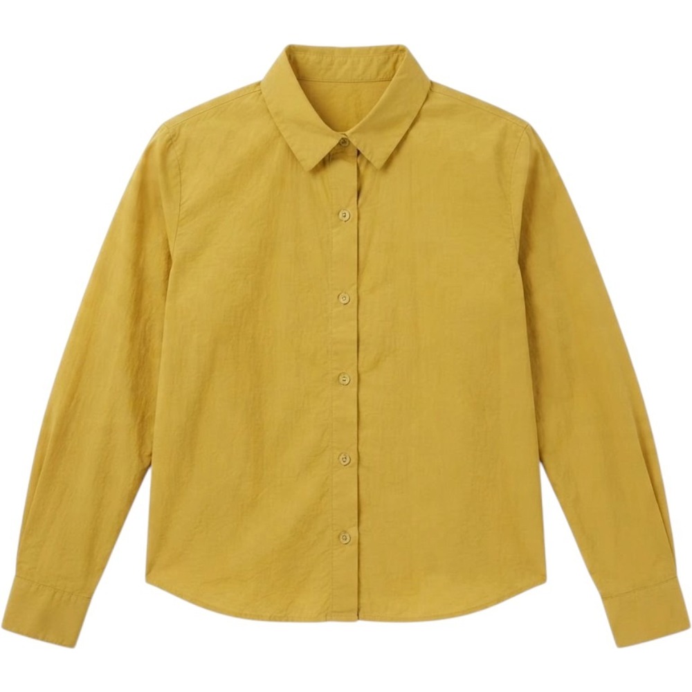 Eileen Fisher Mustard Yellow Organic Cotton Button Up Shirt XXS
